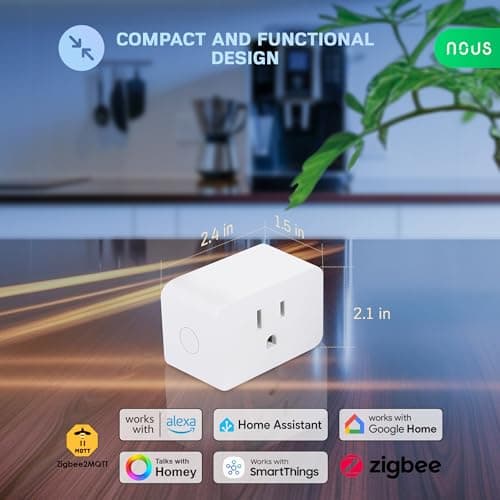 𝗭𝗶𝗴𝗕𝗲𝗲 Smart Plug, Energy Monitoring, 𝗭𝗶𝗴𝗯𝗲𝗲 𝗛𝘂𝗯 Required, ETL Certified, Compatible with Alexa, Google Home, Home Assistant, SmartThings, Remote App Control, Smart Outlet, 4 Pack 5
