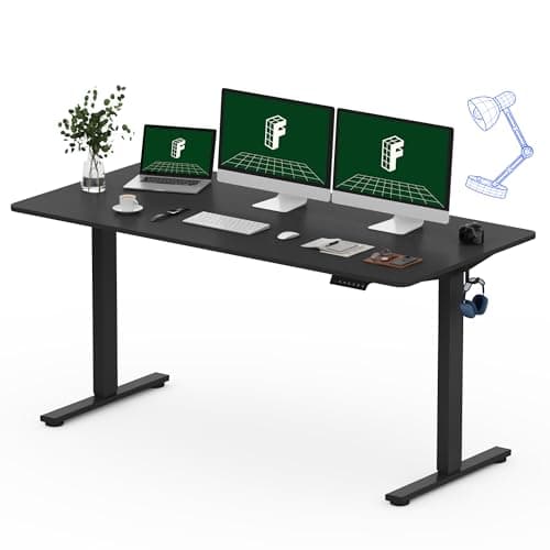 FLEXISPOT 60"x24" One-Piece Electric Standing Desk, 1" Thick Seamless Desktop for Home Office, Study & Multi-Monitor Setup, Black