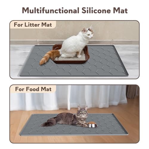 Garoopion Cat Litter Box Mat, Large 34" X 22" Cat Litter Mat, Waterproof Silicone Pad for Floor, Dark Gray 6