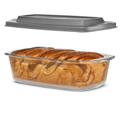 Razab LARGE 7.6 Cups/1800 ML/1.9 Qt Glass Loaf Pan with Lids - Meatloaf Pan BPA free Airtight Lids Grip Handle Easy Carry, Microwave and Oven Safe - Loaf Pans For Baking Bread, Cakes, Glass Loaf Pan