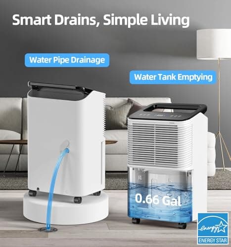 TABYIK 30-Pint High-Capacity Dehumidifier with Auto Shut-Off, Customizable Humidity Settings, and Built-In Timer for Large Rooms and Damp Areas 6