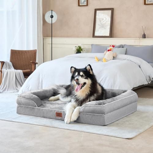 EHEYCIGA Orthopedic Dog Beds for Extra Large Dogs 44x32Inch, Waterproof Memory Foam XL Pet Bed with Sides, Non-Slip and Egg-Crate Foam Big Dog Couch Bed with Washable Removable Cover, Grey 9