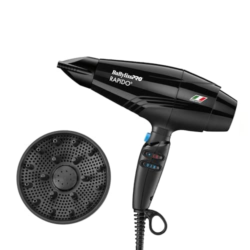 BaBylissPRO Hair Dryer, Nano Titanium Rapido 2000-Watt Blow Dryer, Hair Styling & Appliances, Black, BRAP1