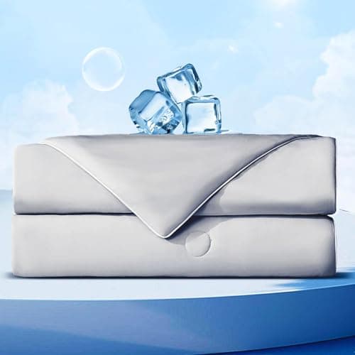 Cooling Blanket Queen Size, Double-Sided Cooling Comforter for Hot Sleepers and Night Sweats,Breathable Soft Silk Smooth Ice Blankets,Lightweight Summer Blanket Comforter Cooling Bedding,90"x90",Grey