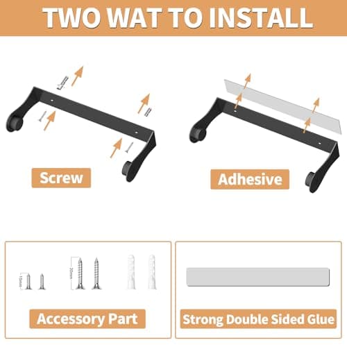 Paper Towel Holder Under Cabinet, Stainless Steel, Wall Mount, Black Adhesive Paper Roll Holder for Kitchen and Bathroom 5