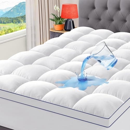 CYMULA Queen Mattress Topper Waterproof, Cooling Pillow Top Mattress Topper, Extra Thick Mattress Pad Cover with 8-21 Inch Elasticated Deep Pockets, Plush Down Alternative Fill Mattress Protector
