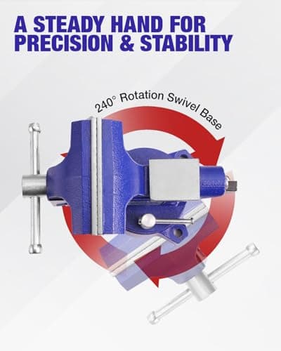 WORKPRO Bench Vise, 4-1/2" Vice for Workbench, Utility Combination Pipe Home Vise, Swivel Base Bench for Woodworking 6