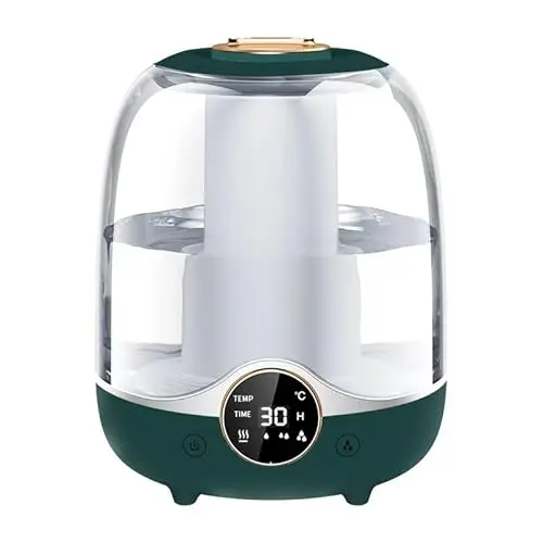 Humidifier for Bedroom, 3L Tank for Baby Room, 30H Quiet Mist Time (20dB), Dual Nozzles, LED Lights, Smart Timer (2/4/8 Hours), Auto Shut-Off, Perfect for Baby and Large Rooms, Green