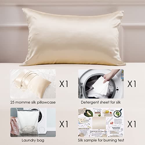 PROMEED Highest Grade 6A+ Mulberry Silk Pillowcase 25 Momme for Hair and Skin, Both Sides Premium Pure Silk, Anti-Allergy, Anti-Frizz (Queen 20"x30", Champagne) 7