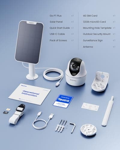 REOLINK 5MP 4G LTE Cellular Security Camera Outdoor, 360° Pan-Tilt, Sim+32GB SD Card Included, Wireless Solar Powered, Color Night Vision, Smart AI Detection, Go PT Plus+Solar Panel, Updated Version 9