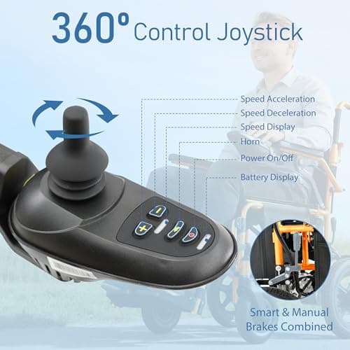 YF001 Zygenair Electric Wheelchair 330Lbs Capacity Foldable Electric Wheelchairs for Adults with 12Ah Lithium Battery, 15 Miles Range Power Wheelchair, Motorized Wheelchair 500W Motors(Orange) 7