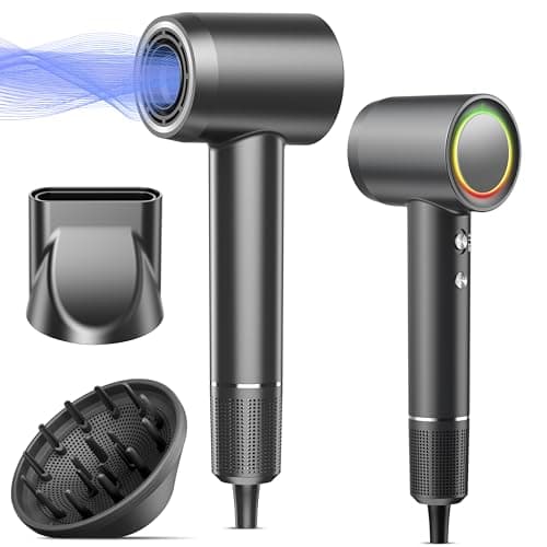D YＳ０Ｎ Hair Dryer Alternatives, 160000RPM Professional High Speed Ionic Blow Dryer, 500 Million Negative Ions & Heat-Control & Low Noise Hairdryer & Magnetic Diffuser, Fast Drying, No Heat Damage