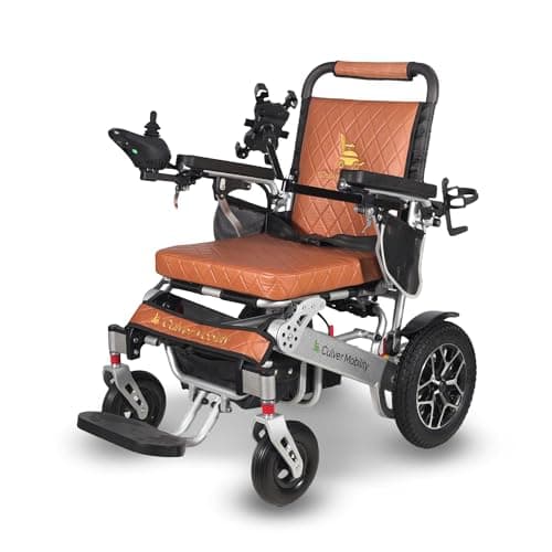 Culver Mobility Wolf Folding Lightweight Heavy Duty Electric Wheelchair, 330 lbs Capacity, 500W Motor, 13 Miles Range – Includes Free Travel Bag, Cup Holder, and Phone Holder