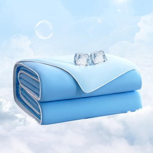 EASELAND Queen Tencel Cooling Comforter for Hot Sleepers - Double-Sided Lightweight and Breathable Fabric for Night Sweats - All Season Cooling Blanket Machine Washable（90x90in, Blue）