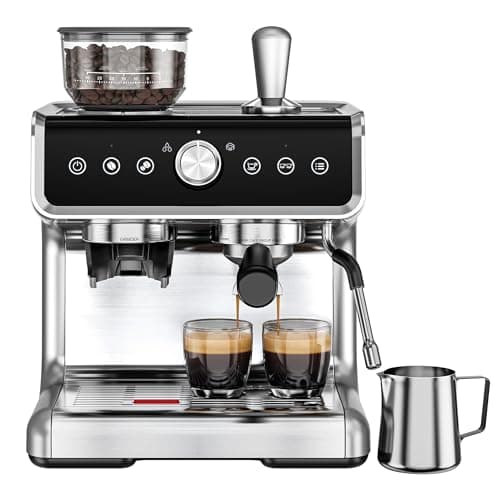 EUHOMY Espresso Machine with Grinder, 20 Bar Professional Espresso Coffee Maker for Home, with Milk Frother for Latte, Cappuccino & Barista-Style Drinks