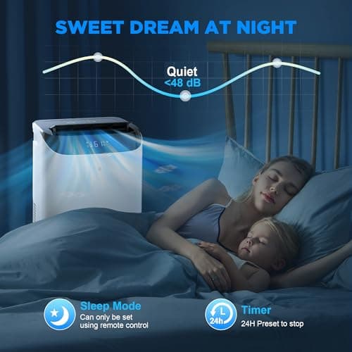 Humhold 14000 BTU Portable Air Conditioners with Remote Control, 3-in-1 Free Standing Cooling AC Unit with Fan & Dehumidifier, Cools Room up to 700 sq.ft, Smart/Sleep Mode,3 Speed,Auto Swing,24H Timer 6