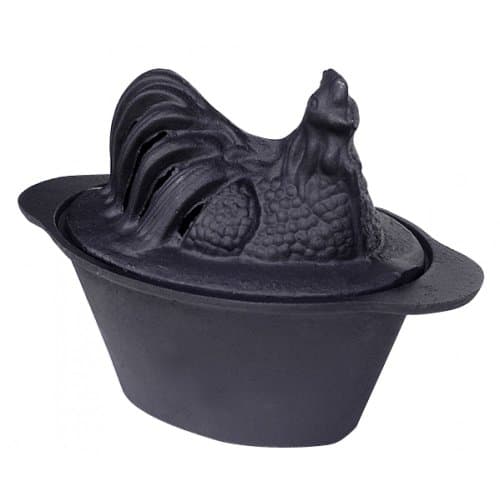 US Stove Kettle Chicken Steamer, For Use with Hot Stove, Cast Iron, Black