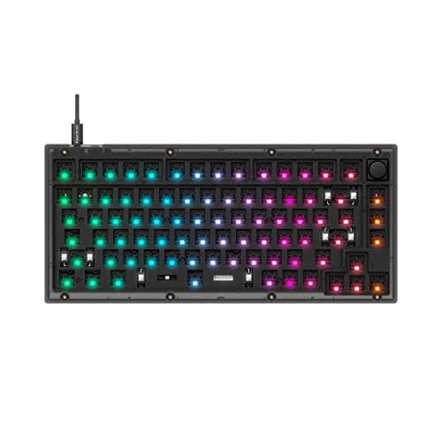 Keychron V1 Wired Custom Mechanical Keyboard Barebone Knob, 75% Layout QMK/VIA Programmable Macro with Hot-swappable Support Compatible with Mac Windows Linux (Frosted Black - Translucent) 8