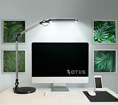 OTUS 2-in-1 LED Desk Lamp for Home Office with Wireless Charger, Adjustable Swing Arm Architect Task Light, 20 in Tall, 11.8 in Panel, 3 Color Modes, 12 Brightness Levels, Reading Study Video Calls 6