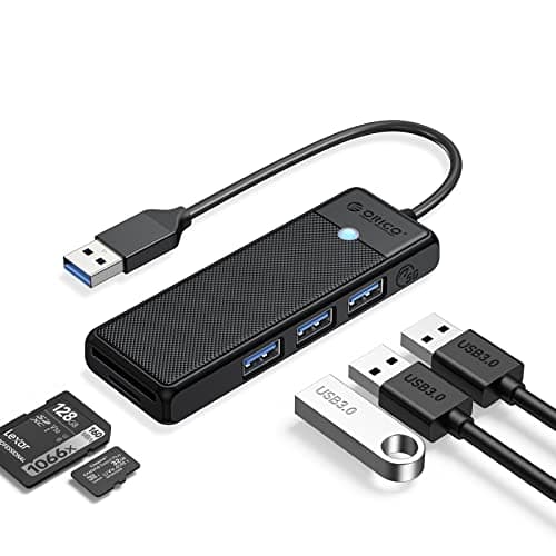 USB 3.0 Hub, ORICO 5-Ports USB Hub with SD/TF Card Reader, 3 USB 3.0 Ports, USB Splitter USB Expander for Laptop, Xbox, Flash Drive, HDD, Console, Printer, Camera, Keyborad, Mouse