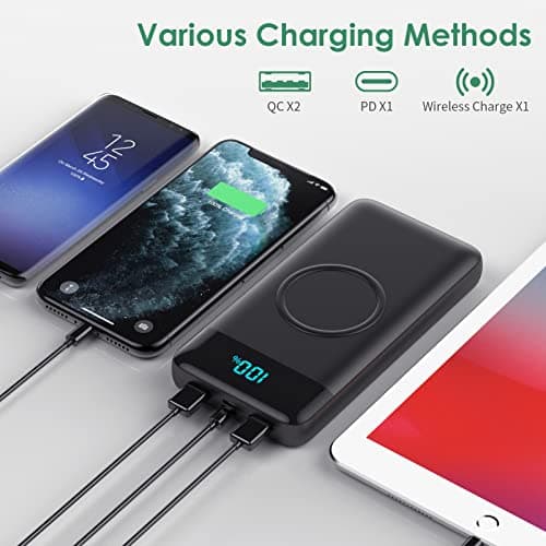 Wireless Portable Charger 30,800mAh ,15W Wireless Charging 25W PD QC4.0 Fast Charging USB-C Power Bank,4 Outputs Travel Essentials External Battery Pack for iPhone 17/16/15/14,Galaxy S25,Android etc 5