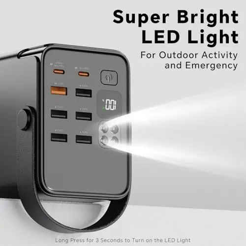 JOKO 70000mAh Power Bank High Capacity 20W PD 3.0 Fast Charging 22.5W Max Large Power Bank,7 Outputs 2 Inputs,LED Display,USB-C Battery Packs for iPhone, Samsung, Outdoors，Camping 6