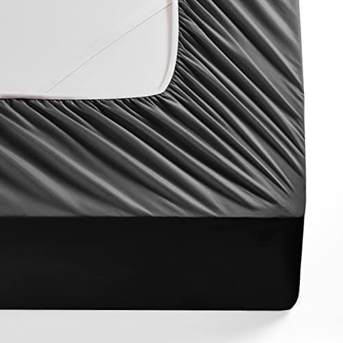 Manyshofu King Extra Deep Pocket Fitted Sheet Only - 1800 Thread Count Hotel Deep Fitted Sheet Up to 24 Inches Mattress, Charcoal Black Bottom Sheet 18-24 Inch Microfiber Deep King Mattress Sheet 8