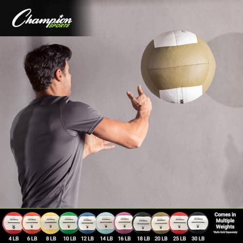 Champion Sports RPX4 Rhino Promax Slam Balls, 4 lb, Soft Shell with Non-Slip Grip, Medicine Wall Exercise Ball for Weightlifting, Plyometrics, Cross Training, & Home Gym Fitness 6