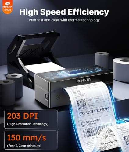 Rongta Bluetooth Shipping Label Printer, Wireless 4x6 Thermal Label Printer for Shipping Packages, Support Android, iPhone, Widely Used for Amazon, Ebay, Shopify, Etsy, UPS, Black 6