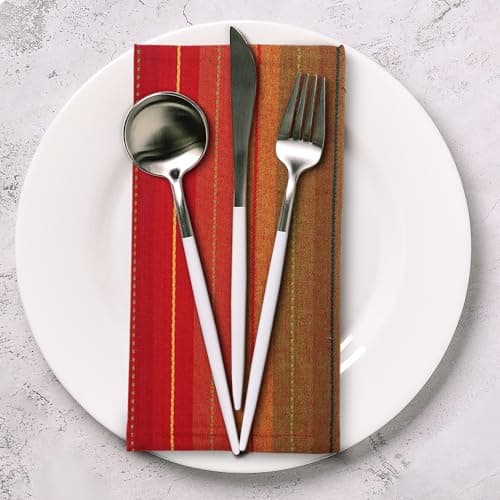 Urban Villa Cloth Napkins Cuisine Stripes 100% Cotton Absorbent Dinner Napkins Set of 12 20x20 Inches Red Multi Color Soft Durable Washable and Reusable Ideal for Everyday Use Wedding Parties Napkins 8