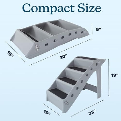 Dog Stairs - Pet Stairs with 4-Step Design for Beds, Couches, Cars - Pet Steps for Puppies, Kittens, and Small Pets by PETMAKER (Gray) 7