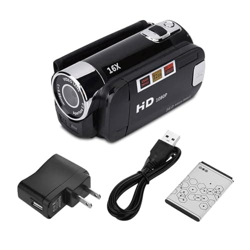Handheld Video Camcorder FHD 16x Digital Zoom, Tragbar Digital Camera with COMS Sensor, Builtin Speaker, 270 ° Rotary Screen, Video Camera for Kids(Black) 9