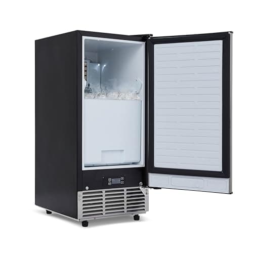 Newair 15" Commercial Nugget Ice Maker | Freestanding or Built-in Under Counter Ice Maker with 80 lbs/Day Production | for Home Bar, Kitchen & Restaurant Use | Stainless Steel 24