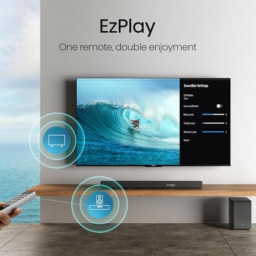 Hisense AX5125H 5.1.2Ch Sound Bar with Wireless Subwoofer, 500W, Dolby Atmos, Bluetooth 5.3, EzPlay, 4K HDMI Pass Through, Roku TV Ready, DTS:X, HDMI/AUX/ARC/Optical/USB, 7 EQ Modes 10