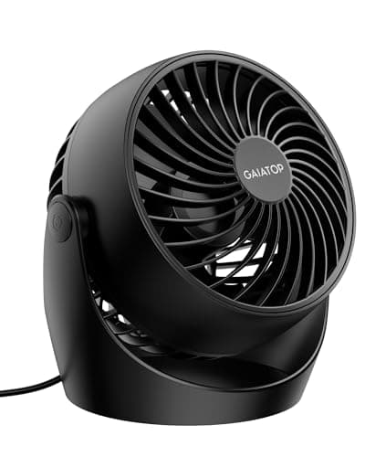 Gaiatop Desk Fan, 5-Inch Portable Electric Table Desktop Air Circulator Fans, Small but Powerful with 3 Speed 360° Adjustable Tilt for Cooling Home Dorm Office Bedroom Bathroom Kitchen, Black
