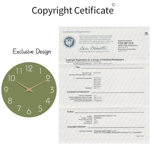 Mosewa Modern Wall Clock - Silent Non-Ticking 8 Inch Wall Clocks Battery Operated Simple Minimalist for Living Room Office Bedrooms Kitchen Home Decor(Olive Green) 5