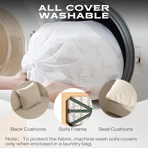 Fajiani Oversized Modular Sectional Sofa,Cloud Couch Deep Seat Sofa Cushion Covers Removable, Oversized Sectional Couches for Living Room (6 Seater-Cream White) 5