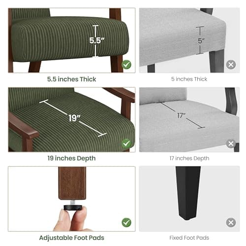 Yaheetech Corduroy Accent Chair, Mid-Century Modern Armchair with Solid Wood Legs, Reading Leisure Chair with High Back for Living Room Bedroom Waiting Room Dark Green 9