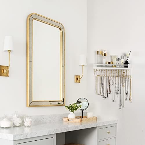 Zhithink Hanging Jewelry Organizer, Hanger with 30 Hooks,Wall Mounted for Necklace, Earrings and Rings(White) 6