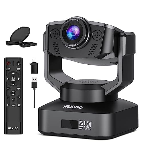 Zoom Certified, NexiGo N990 (Gen 2) 4K PTZ Webcam, Video Conference Camera System with 5X Digital Zoom, Sony_Starvis Sensor, Position Preset, Dual Stereo Mics, 3.5mm Audio Jacks for External Mics