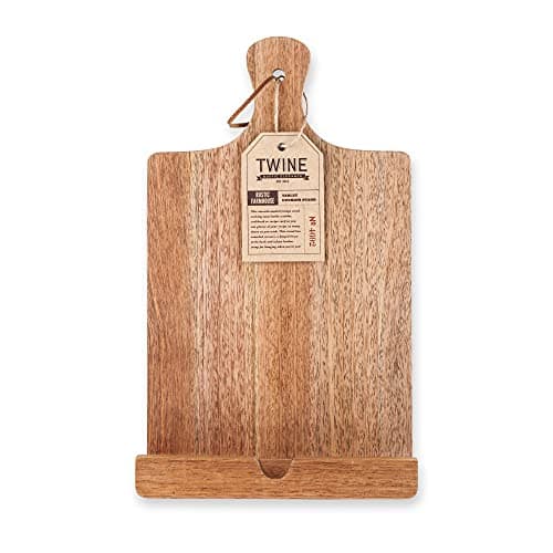 Twine Cookbook Stand, Acacia Wood Tablet Stand, Recipe Book Holder, Rustic Kitchen Decor Countertop Display, Acacia Wood, Set of 1 7