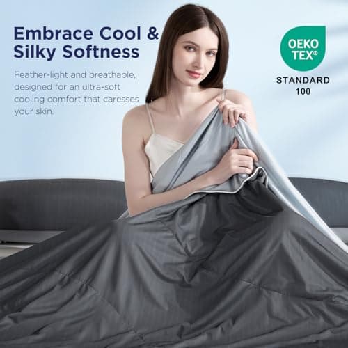 Elegear Cooling Comforter Queen Size, Arc-Chill 3.0 Instantly Cool Fabric with Q-max>0.5 & Breathable Air Mesh Filling, Ice Cooling Blanket for Hot Sleeper,Soft Lightweight Summer Comforter Quilt,Grey 7