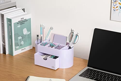 My Space Organizers Lavender Desk Organizer for Office Supplies and Desk Accessories - Pen Holder Desktop Organization for Room College Dorm Home School (White Lavender) 9