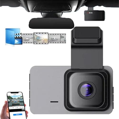 Biteblom Dashcam - HD Dash Cam with WiFi & GPS, Dual 4k Dashcam Front and Rear Recording, W/Night Vision, 2 Sensors, 24-Hour Monitoring, Loop Recording, Video Sync to Phone in Just 3S (HD)