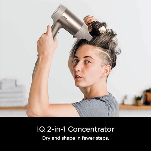 Shark HD112BRN Hair Blow Dryer HyperAIR Ionic Hair Dryer with 2-in-1 Concentrator and Styling Attachments, Auto Presets, Rotatable Hot Air Brush, No Heat Damage, Ionic, Stone 5