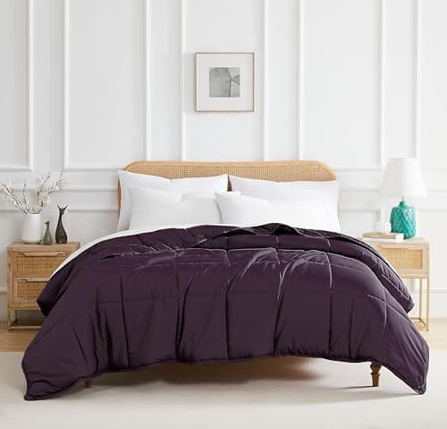 Southshore Fine Living, Inc. Queen Comforter, Fluffy Down Alternative Purple Comforter, Full Size, Pet Hair Resistant Bedding, Easy Care, Purple Comforters