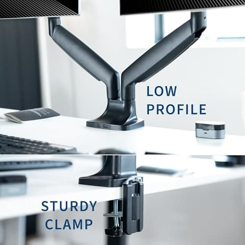 VIVO Premium Aluminum Heavy Duty Dual Monitor Arm for Ultrawide Monitors up to 40 inches and 24 lbs Each, Desk Mount Stand, Pneumatic Height, Max VESA 100x100, Black, STAND-V202Q 7