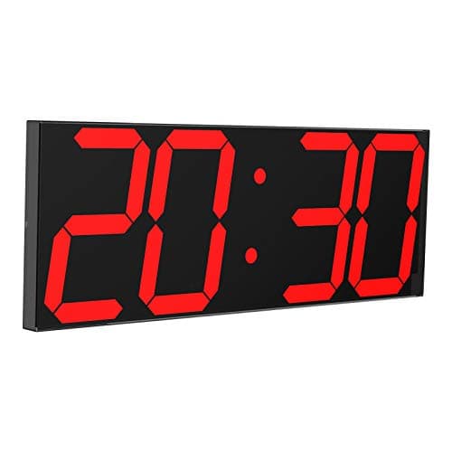 CHKOSDA LED Large Digital Wall Clock, Oversize Wall Clock with 6” Numbers, Remote Control Count up/Countdown Timer Clock, Auto Dimmer, Big Calendar and Thermometer(Red)