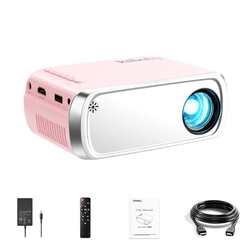 ksbaby Mini Projector for Outdoor Portable Projectors, SmartPhone Screen Can be Mirrored to The Projector Through a Data Cable, Movies-Projector Compatible with HDMI, USB, Type-C, Laptop, TV Stick