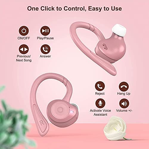 comiso Wireless Earbuds Bluetooth Headphones, True Wireless in Ear Bluetooth 5.1 Earbuds with Microphone, Deep Bass, IPX7 Waterproof Loud Voice Earphones for Sport Outdoor Running Gym Workout(Pink) 6